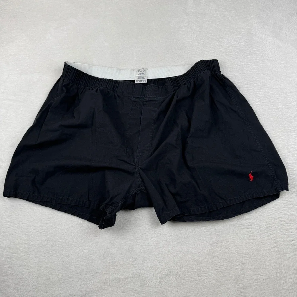 Polo Ralph Lauren Boxer Shorts Mens XL Black Classic Fit Cotton Red Pony Logo